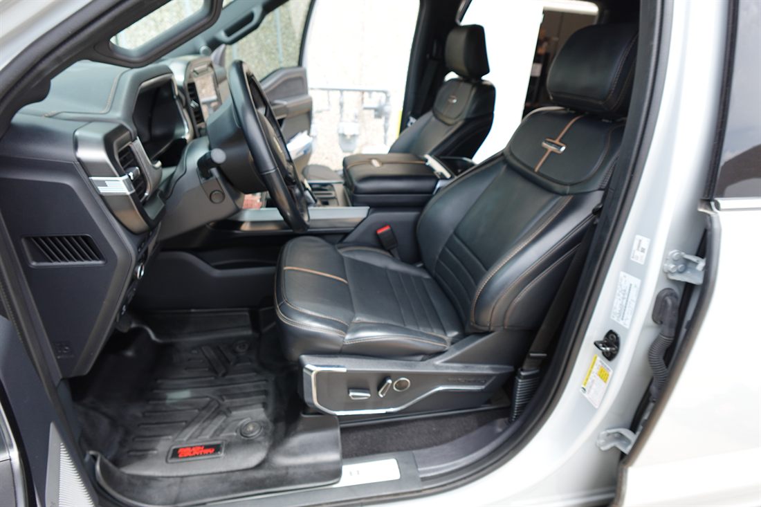 Ford F-150 black leather interior after a full interior detail